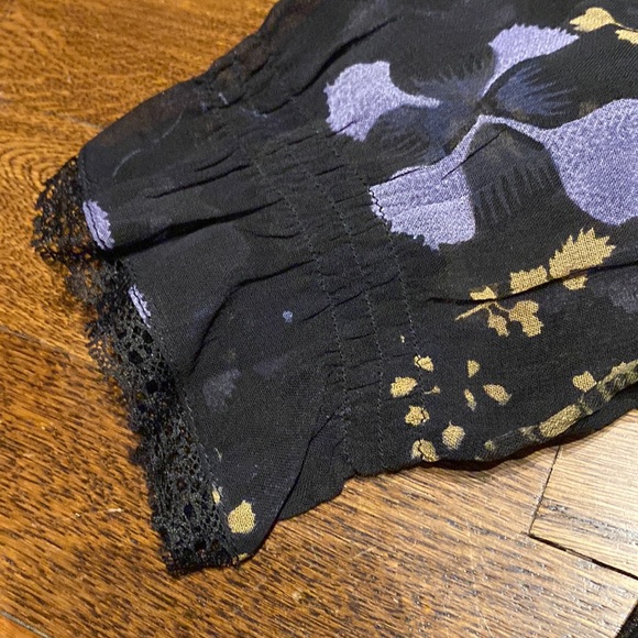 ba&sh black sheer and lace top with purple floral print - Picture 7 of 13